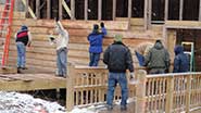 Photo of work on south wall